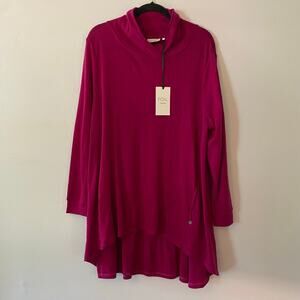 NWT Foil Women's size Large Magenta Pink 100% Merino Wool Swing Time Top Sweater